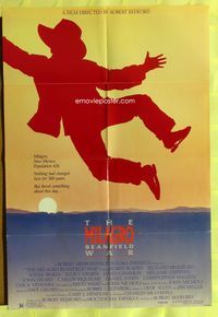 3e441 MILAGRO BEANFIELD WAR one-sheet poster '88 directed by Robert Redford, art of happy farmer!