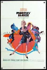 3e451 MODESTY BLAISE one-sheet movie poster '66 Bob Peak art of sexy secret agent Monica Vitti!