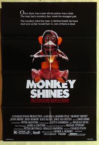 3e453 MONKEY SHINES one-sheet movie poster '88 image of really creepy cymbal monkey!