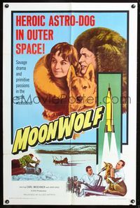 3e457 MOONWOLF one-sheet movie poster '59 Zuruck aus dem Weltall, heroic German Shepherd astro-dog!