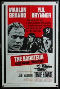 3e458 MORITURI 1sh '65 Marlon Brando, Nazi captain Yul Brynner, The Saboteur: Code Name - Morituri!
