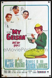 3e470 MY GEISHA one-sheet movie poster '62 Shirley MacLaine, Yves Montand, Edward G. Robinson
