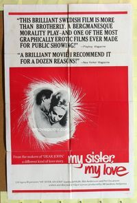 3e474 MY SISTER MY LOVE one-sheet movie poster '67 Syskonbadd, Bibi Anderson, Swedish sex drama!