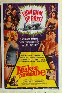3e477 NAKED BRIGADE one-sheet poster '65 life & country at stake, six sexy women the only fighters!