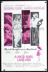 3e487 NICE GIRL LIKE ME one-sheet movie poster '69 Barbara Ferris, Harry Andrews, Gladys Cooper