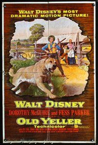 3e510 OLD YELLER one-sheet movie poster '57 most classic Disney canine!
