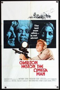 3e511 OMEGA MAN one-sheet poster '71 Charlton Heston is the last man alive, and he's not alone!