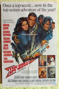 3e520 OPERATION CROSSBOW one-sheet '65 Great Spy Mission, sexy Sophia Loren on a top secret mission!