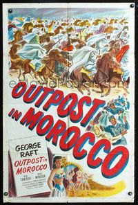 3e525 OUTPOST IN MOROCCO one-sheet poster '49 cool Arabian cavalry art plus sexy Marie Windsor too!