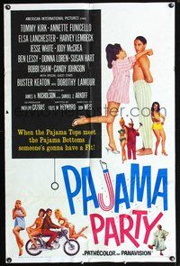 3e529 PAJAMA PARTY one-sheet movie poster '64 Annette Funicello, Tommy Kirk, sexy lingerie artwork!