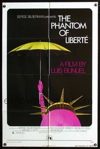 3e545 PHANTOM OF LIBERTY one-sheet movie poster '74 Luis Bunuel, wacky Statue of Liberty art!