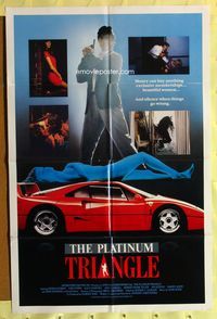 3e550 PLATINUM TRIANGLE one-sheet poster '89 spy Peter Cochran, awesome image of red Ferrari F40!