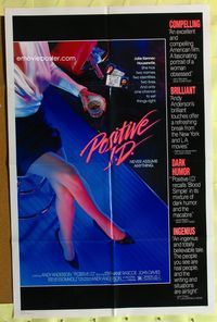 3e561 POSITIVE ID one-sheet poster '87 Stephanie Rascoe, John Davies, 80's neon image of sexy woman!