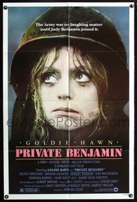 3e569 PRIVATE BENJAMIN one-sheet movie poster '81 funny image of depressed military Goldie Hawn!