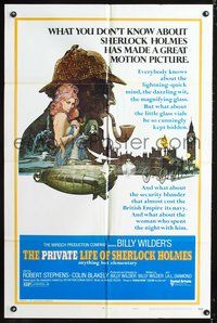 3e571 PRIVATE LIFE OF SHERLOCK HOLMES one-sheet poster '71 Billy Wilder, Robert Stephens, cool art!