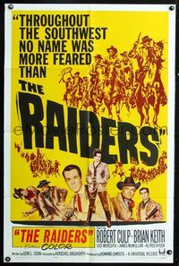 3e587 RAIDERS one-sheet poster '64 Robert Culp, Brian Keith, Judi Meredith, cool western artwork!
