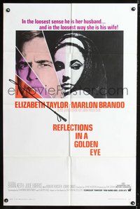 3e602 REFLECTIONS IN A GOLDEN EYE one-sheet poster '67 Elizabeth Taylor, Marlon Brando, John Huston