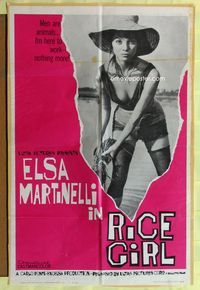 3e612 RICE GIRL one-sheet movie poster '63 La Risaia, Folco Lulli, sexy fieldworker Elsa Martinelli!