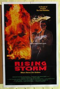3e616 RISING STORM one-sheet movie poster '90 sci-fi adventure, wild man on fire image!