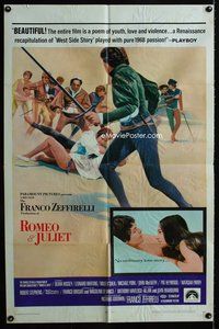 3e629 ROMEO & JULIET style B one-sheet movie poster '69 Franco Zeffirelli