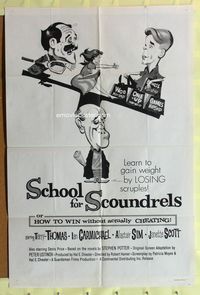 3e651 SCHOOL FOR SCOUNDRELS one-sheet '60 Rober Hamer, Alastair Sim, Terry-Thomas English comedy!