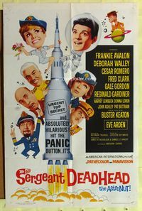 3e661 SERGEANT DEADHEAD one-sheet poster '65 Frankie Avalon, sexy Deborah Walley, Buster Keaton