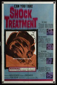 3e673 SHOCK TREATMENT one-sheet movie poster '64 Stuart Whitman, can you take electroshock?