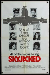 3e694 SKYJACKED style B one-sheet poster '72 Charlton Heston, Yvette Mimieux, cool image of cast!
