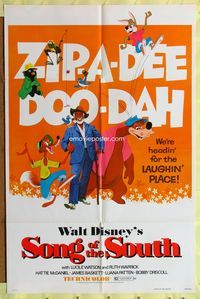 3e712 SONG OF THE SOUTH one-sheet poster R80 Walt Disney, Uncle Remus, Br'er Rabbit, Fox & Bear!