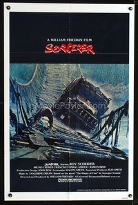 3e716 SORCERER one-sheet '77 William Friedkin, Wages of Fear, image of truck crossing rope bridge!