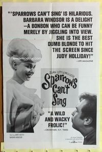 3e721 SPARROWS CAN'T SING one-sheet poster '63 Joan Littlewood, James Booth, play by Stephen Lewis!