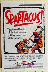 3e724 SPARTACUS style A one-sheet R67 classic Stanley Kubrick & Kirk Douglas epic, cool artwork!
