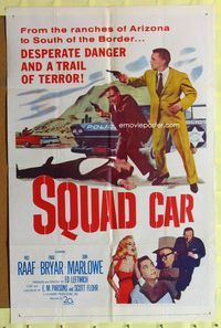 3e731 SQUAD CAR one-sheet movie poster '60 Desperate danger and T-Men in action! Cool action art!