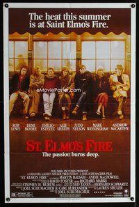 3e734 ST. ELMO'S FIRE one-sheet '85 Rob Lowe, Demi Moore, Emilio Estevez, Ally Sheedy, Judd Nelson