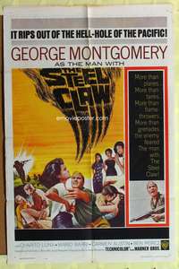 3e743 STEEL CLAW one-sheet movie poster '61 George Montgomery destroys all who come near him!
