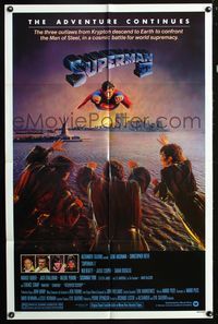 3e778 SUPERMAN II one-sheet '81 Christopher Reeve, Terence Stamp, great artwork over New York City!