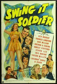 3e784 SWING IT SOLDIER one-sheet movie poster '41 radio musical, cool portrait images of cast!