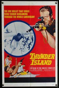 3e845 THUNDER ISLAND one-sheet poster '63 written by Jack Nicholson, cool sniper with rifle image!