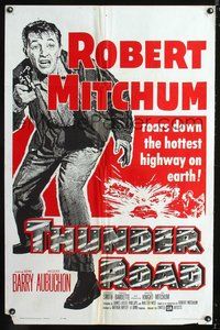 3e848 THUNDER ROAD one-sheet movie poster R62 artwork of moonshiner Robert Mitchum!