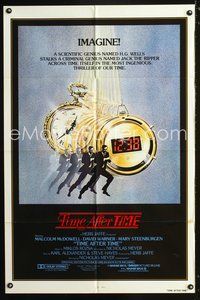 3e854 TIME AFTER TIME int'l 1sh '79 directed by Nicholas Meyer, cool watch artwork by C.W. Taylor!