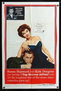 3e868 TOP SECRET AFFAIR one-sheet poster '57 Susan Hayward tames toughest General Kirk Douglas!
