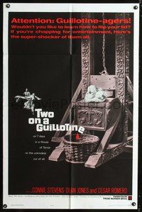 3e896 TWO ON A GUILLOTINE one-sheet '65 7 days in a house of terror, or the unkindest cut of all!