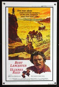 3e898 ULZANA'S RAID one-sheet poster '72 artwork of Burt Lancaster by Don Stivers, Robert Aldrich