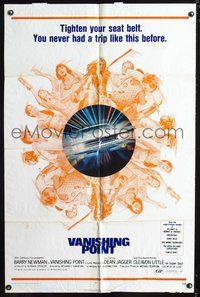3e905 VANISHING POINT one-sheet '71 car chase cult classic, you never had a trip like this before!