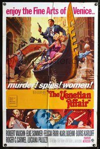 3e907 VENETIAN AFFAIR one-sheet movie poster '67 spies Robert Vaughn & Elke Sommer in Italy!