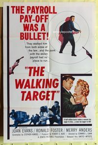 3e918 WALKING TARGET one-sheet poster '60 Edward L. Cahn, cool action target silhouette artwork!