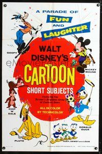 3e919 WALT DISNEY'S CARTOON SHORT SUBJECTS 1sh '65 Goofy, Mickey, Donald Duck, Pluto, Chip & Dale!