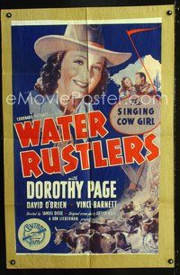 3e923 WATER RUSTLERS kraftbacked one-sheet '39 Dorothy Page as The Singing Cow Girl, David O'Brien