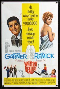 3e929 WHEELER DEALERS one-sheet movie poster '63 James Garner, sexy Lee Remick wrapped in a sheet!
