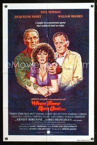 3e931 WHEN TIME RAN OUT int'l one-sheet '80 art of Paul Newman, William Holden & Bisset by Tanenbaum